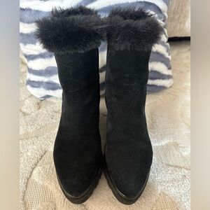 Women's Black Fur-Trimmed Boots